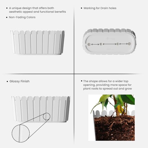 Image of YUCCABE ITALIA SHERA Fence-TRA 14 INCH Plastic Flower Pot Suitable for Inddor Outdoor Kitchen Garden