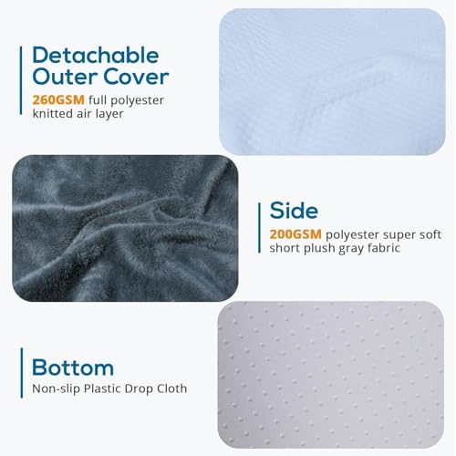 Image of Sasttie Wedge Pillow 24x24x12 inch, Memory Foam Bed Wedge, Dark Grey | Triangle Pillow for Sleeping, Acid Reflux, Back Pain, Post-Surgery, and Snoring, Designed with Removable Washable Cover