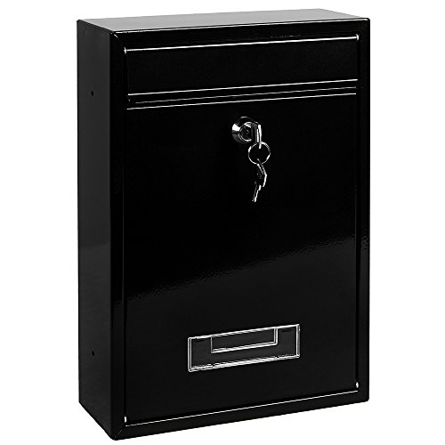 Home Vida Steel Square Letter Mail Post Box Wall Mountable Lock, Black