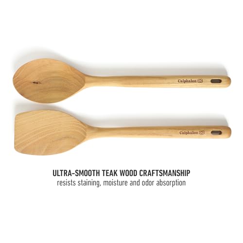 Image of Calphalon Prime 7-Piece Silicone and Teak Wood Kitchen Tool Set, Stainless Steel Kitchen Utensil Set, Kitchen Spoon And Spatula Set, Heat Resistant Non-Slip Kitchen Gadgets Set - Navy Blue
