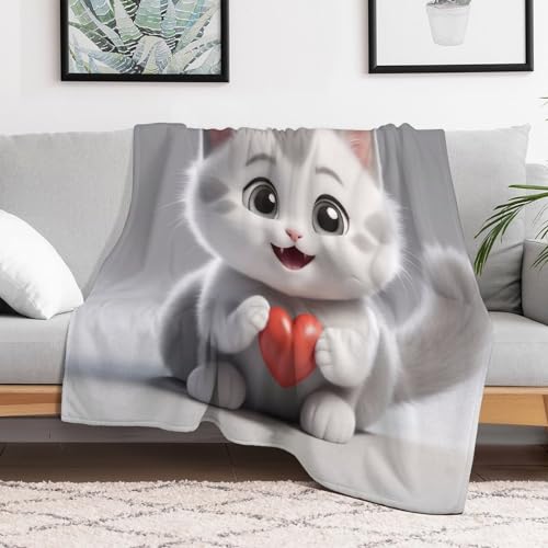 Couverture chaude en flannel plaid molleton chat mignon lit toute saison - 3
