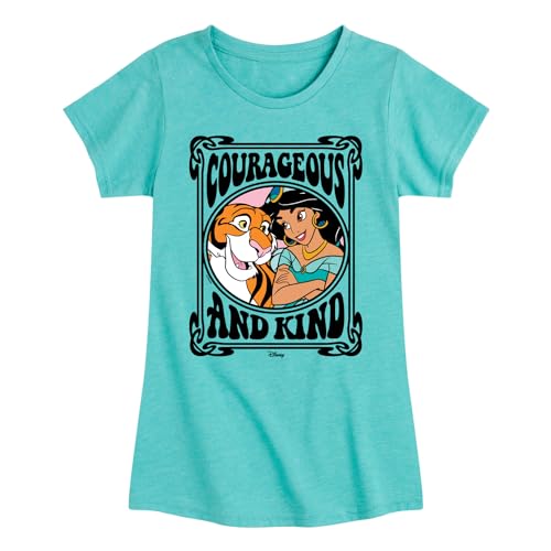Disney Princess - Jasmine Rajah Courageous and Kind- Girls Fitted Short Sleeve T-Shirt