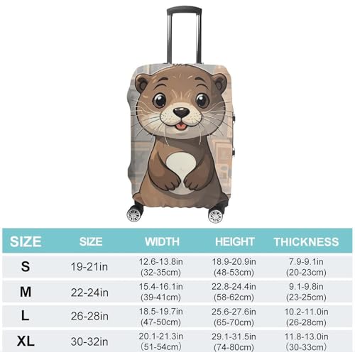 Anti-Scratch Luggage Cover Cartoon Cute Otter Printed Luggage Case Protector Washable Suitcase Covers Elastic Suitcase Protector for Size XL (30-32 inches) Luggage2