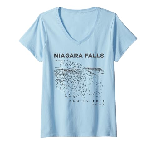Mujer Recuerdo de viaje familiar a las Cataratas del Niágara Canadá Nueva York 2025 Camiseta Cuello V