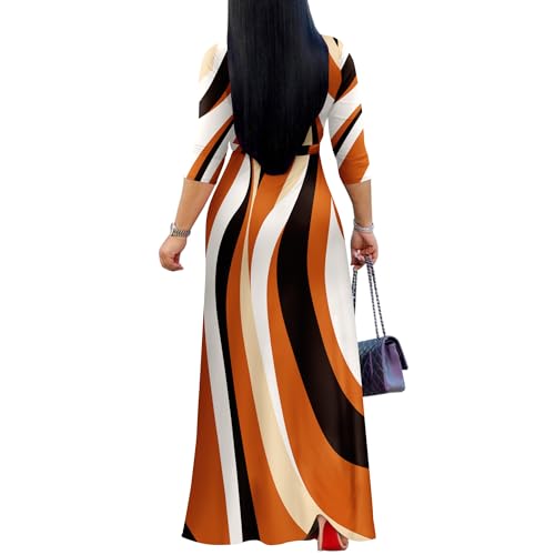 Image of FANDEE Plus Size Maxi Dress for Women Casual Summer Sundress V-Neck 3 /4 Sleeve
