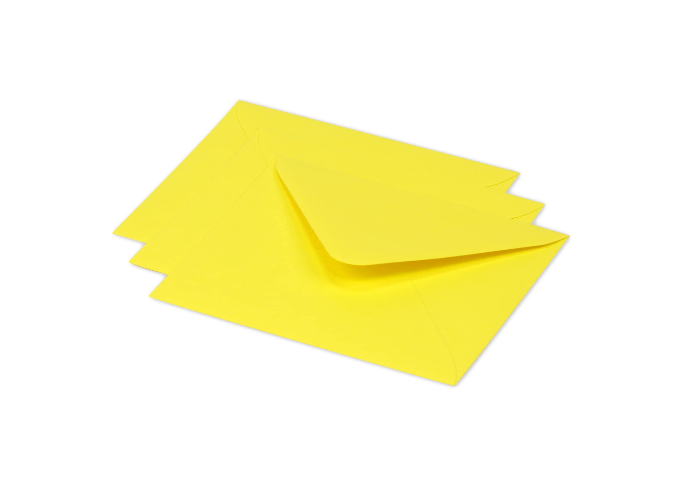 Clairefontaine 60156C Pack of 20 Gummed Envelopes Format 12,5x13,8cm 120g/m² Intensive Yellow Invitation Event Correspondence Range Pollen Premium Smooth Paper