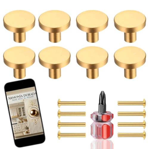 8 Tiradores Dorados para Cocina, Cajones y Armarios - Pomos para ...