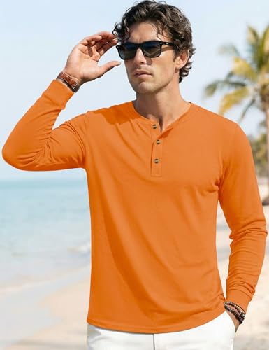 Image of MAGNIVIT Men's Long Sleeve Henley Shirts Cotton 3-Button Spring Casual T-Shirts Solid Color Soft Basic Tops 2026