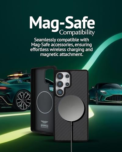 Image of CG MOBILE Aston Martin [Official Licensed], HC Magnetic Real Carbon Fiber Case with Magnetic System Counter Design Protective Case /Cover Designed for Galaxy S25 Ultra - Black