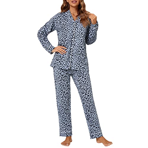 Image of Tugege Pajamas Set Long Sleeve Sleepwear Womens Button Down Nightwear Pj Sets