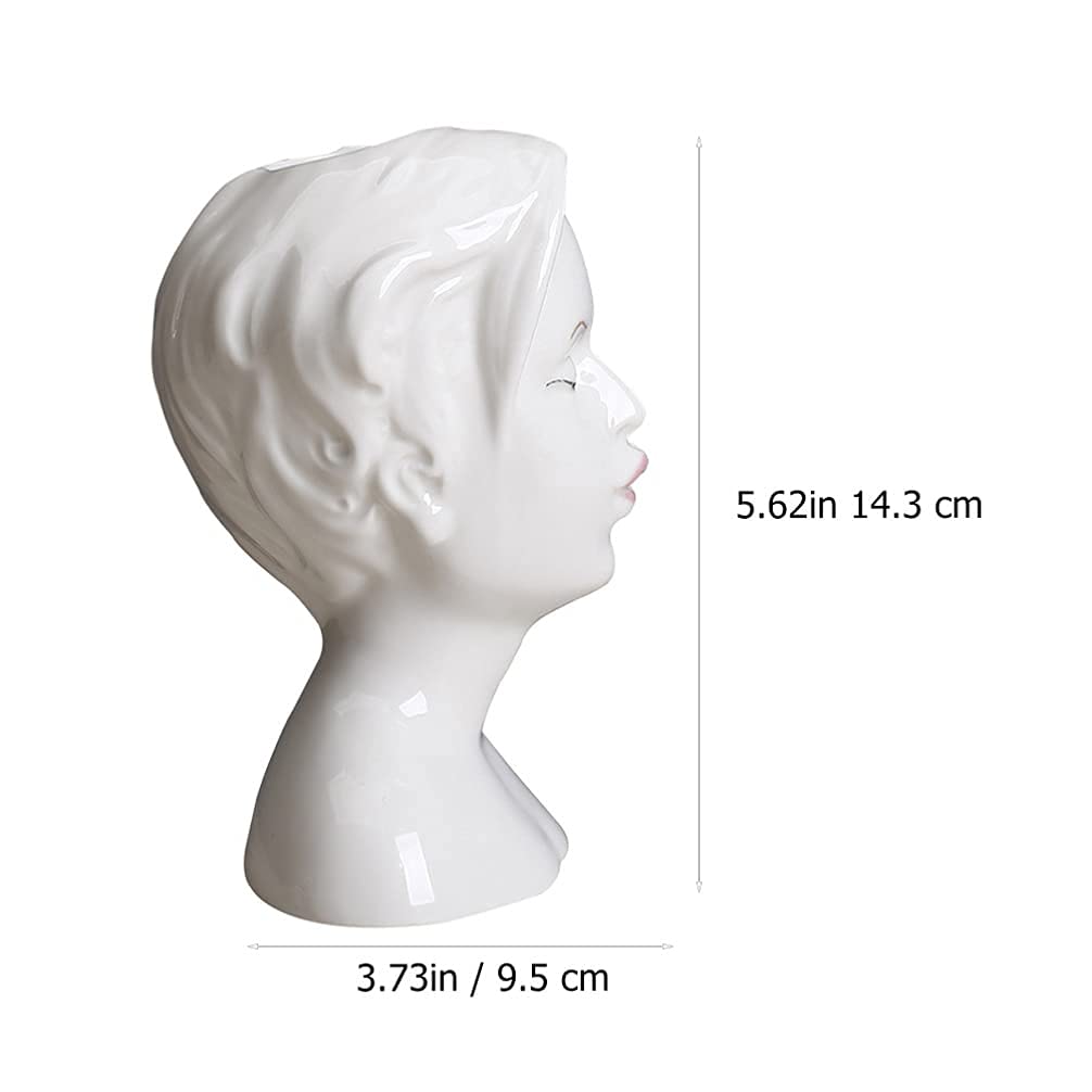 Cute Girls Flower Pot Head Face Planter Vaso di Fiori Vaso Resin Girl Succulente Cactus Fioriera per Giardino Indoor Outdoor Home Desktop Decor-Weiß Junge