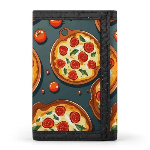 Pizza Food Trifold Wallet for Men - Money Clip Slim Wallets with Multiple Card Slots Minimalist Small Front Pocket Wallet for Everyday Carry