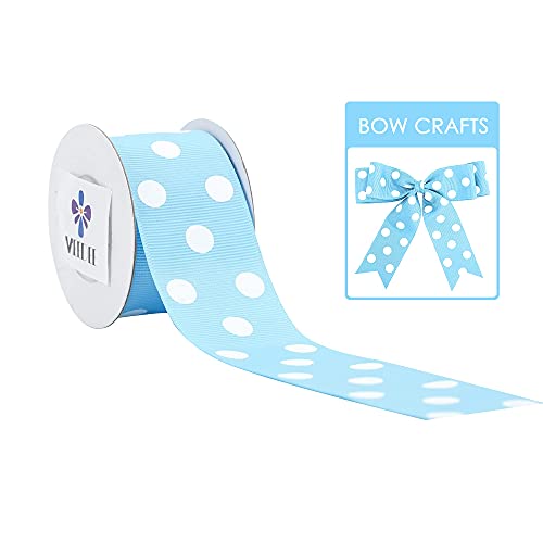 Meedee Light Blue And White Polka Dot Ribbon Grosgrain Ribbon For Gift Wrapping 1-1/2 Inch X 6 Yards Baby Ribbon For Crafts Baby Shower Gifts Wrapping Wreaths Bouquet Party Home Decoration #TOP1