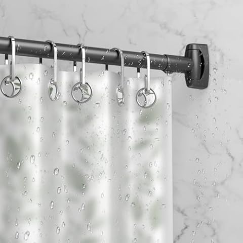 Curved Shower Curtain Rod&Shower Curtain Rod Bracket 2 Pcs Ajustable 180° Rotation Shower Curtain Rod Holder Cover