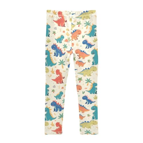 Wusikd Cartoon Dinosaur Colors Girls' Leggings Toddler Doodles Cute Kids Yoga Pants Dance Active Tights 4T2