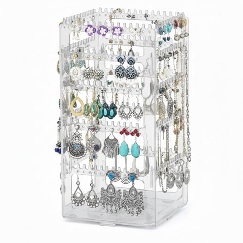 Image of Aliensware 360 Rotating Earrings Stand Holder Jewelry Display Organiser, Jewellery towers, Earrings organiser, earring organizer box, chain organiser Necklaces chain bracelet, vanity tables-Aliens