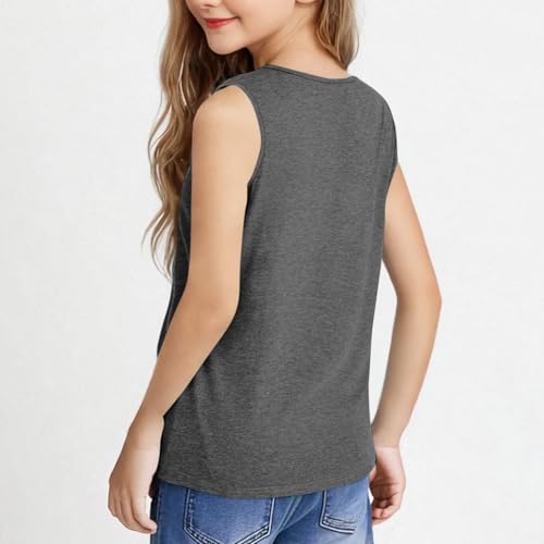 Girls V Neck Tank Top 2025 Summer Sport Workout Sleeveless Undershirts Loose Fit Soft Running Tshirts Tops for Kids3