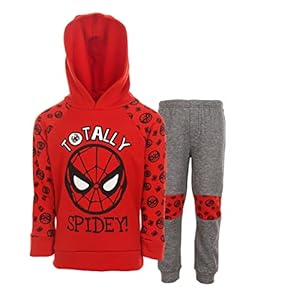 Marvel Avengers Spider-Man Fleece Pullover Hoodie and Jogger and Pants Outfit Set Toddler to Big Kid Sizes (2T – 18-20)