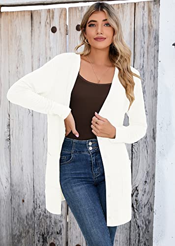 Image of Heymoments Lightweight Open Front Cardigan Sweater for Women Long Sleeve Causal Bolero Button Down Soft Outwear Tops