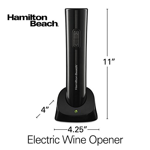 Hamilton Beach 76610 Cordless Electric Wine Bottle Opener With Battery Charger, Foil Cutter And Comfortable Grip, Portable, Black #TOP7