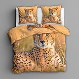 Housse de Couette Léopard 140x200: Comprend 1 housse de couette imprimée 140 x 200 cm et 1 taies d'oreiller 65 x 65 cm, avec un motif réversible pour égayer toute votre chambre à coucher