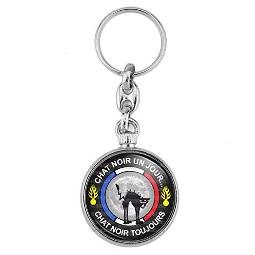 Badgmania Porte Clés Métal 2 faces Chat Noir Un Jour Chat Noir Toujours Ecrriture Blanche Flamme Jaune Logo 33mm Cover