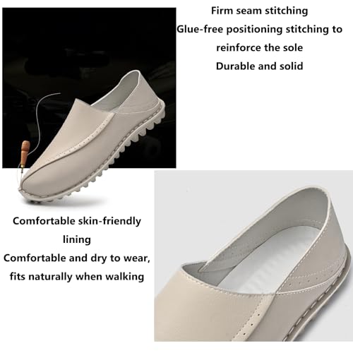 Men's Leather Stitching Rivet Sole Casual Loafers Comfortable Round Toe Hand Stitching Soft Non-Slip One-Step Work Walking Fashion Sports Shoes4