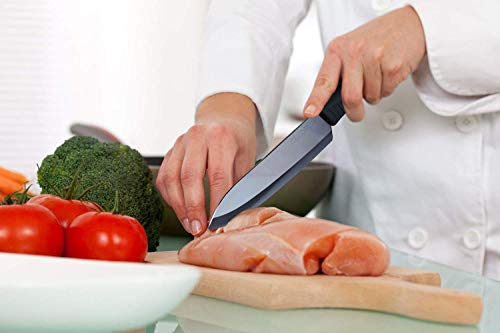 Ceramic Knife Set With Sheaths - Super Sharp & Rust Proof & Stain Resistant Ceramic Chef Knife, 6" Chef Knife, 4" Utility Knife, 3" Paring Knife, 1 Peeler (Black)