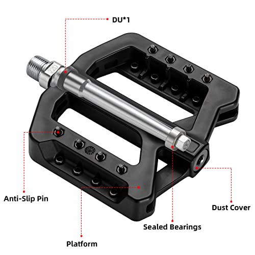 Rockbros Mountain Bike Pedal Nylon Fiber Non-Slip 9/16 Inch Bicycle Platform Flat Pedals For Road Mountain Bmx Mtb Bike #TOP3