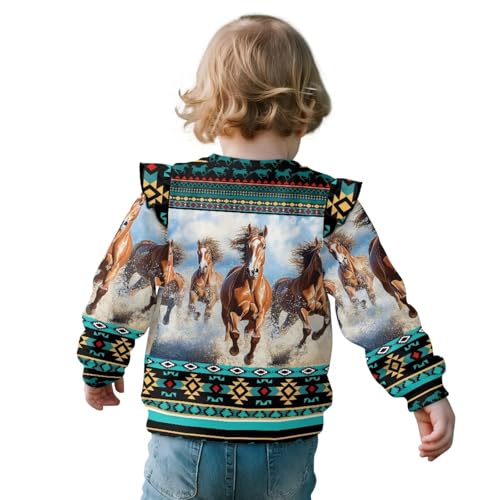 Horse Hoodie No Hood Sweatshirt for Toddler Girl Long Sleeve Shirt