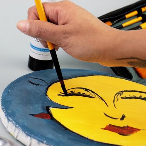 Image of Round Stretched Canvas Board 100% Cotton, Primed - MDF Backed Circle Panel for Acrylic, Oil & Watercolor Painting (4 inch Pack of 4)