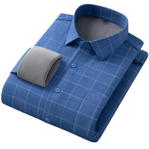 Chemise d'hiver chaude homme doublée polaire avec manches longues à rayures