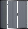 Patiowell Outdoor Storage Shed 5x3 FT, Plastic Garden Organizer Cabinet with Lockable Doors & Strong Roof for Patio Furniture, Pool Accessories, Lawn Tools, Dark Grey