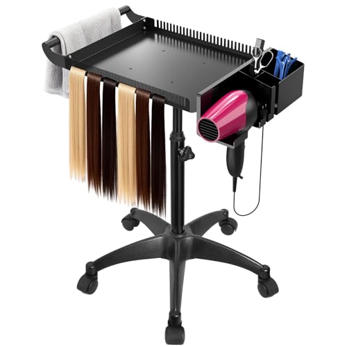 Hairstylist Rolling Cart Salon Tray Cart on Wheels Salon Trolley Braiding Hair Rack Coloring Tray with Holder Rolling Tool Trolley Hairstylist Station Organizer