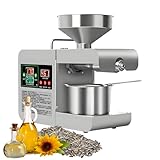 JIYINGHUI Máquina de Aceite, Prensa eléctrica de Acero Inoxidable en frío y Caliente, con Pantalla LCD, Temperatura Ajustable 104 a 572 °F, diseño de Engranajes de Acero, para Semillas Camelia, Colza