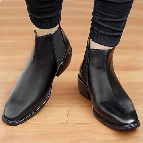 Image of BXXY Men's Height Increasing Elevator Faux Leather Office Wear Chelsea Boot