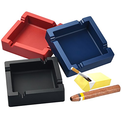 Oilp Large Cigar Ashtrays For Men,Big Ashtrays For Cigarettes Outdoor,Dual-Use Cigarettes Cigar Rest Unbreakable Silicone Ashtray For Outdoor Indoor Home Decor Modern Ashtray (Navy Blue) #TOP5