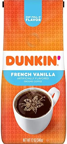 Dunkin' French Vanilla Flavored Ground Coffee, Medium Roast, 12 Ounces (6 Units)