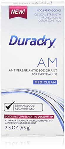 Duradry AM 2.3 OZ. 65g Mediclean Solid Stick Clinical Strength Deodorant Antiperspirant. Perfect Complement to Duradry PM. Block Sweat and Odor. Made in USA