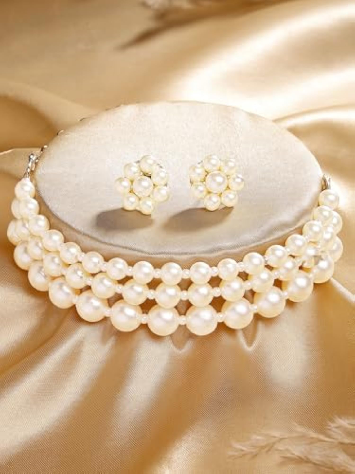 Graduate Pearl Beaded Choker Necklace Set, Elegant