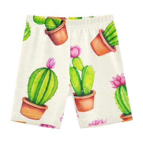 Joisal Girls' Biker Shorts Toddler Cotton Shorts for Under Skirts Cute Watercolor Cacti Pink Flower Kids Clothing 4t