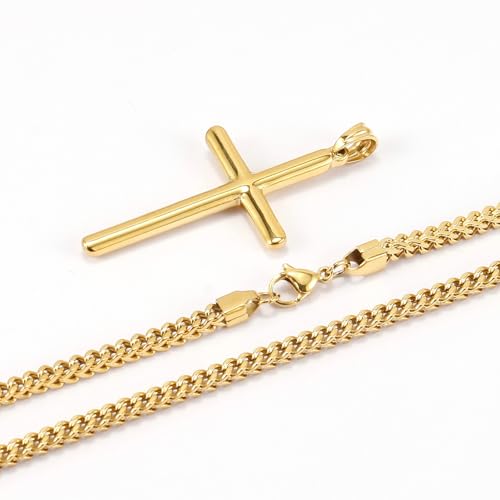 Image of Peora Fancy Cross Pendant with Cuban Chain Fashion Jewellery Gift for Men & Women