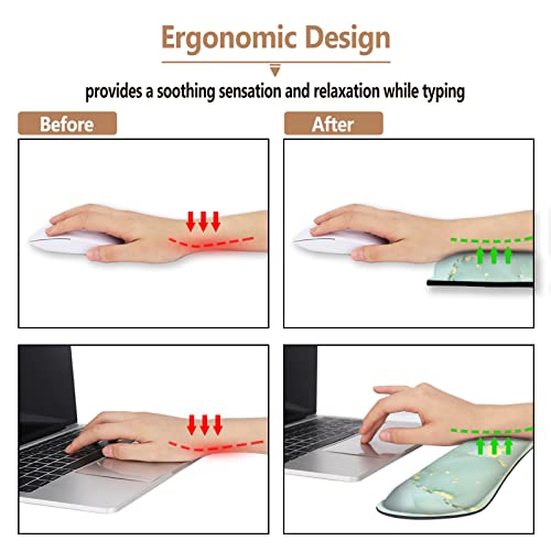 ARTSO Ergonomic Wrist Rest + Mouse Pad + Keyboard Wrist Support + Coaster, Memory Foam Mousepad Non-Slip Rubber Base Durable Comfortable 4pcs for Easy Typing Pain Relief, Abstract Art Marble - image 3