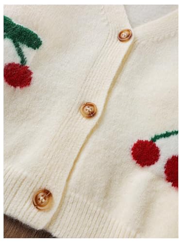 SHENHE Girl's Cherry Cardigan Sweater Button Down Lightweight Soft Knit Fall Crop Cardigan4