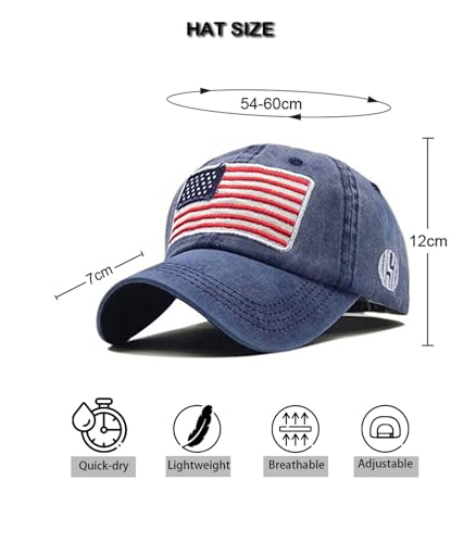 Image of 2-Pack USA Flag Hats for Men Baseball American Flag Hats for Men USA Cap USA Tactical Washed for Women