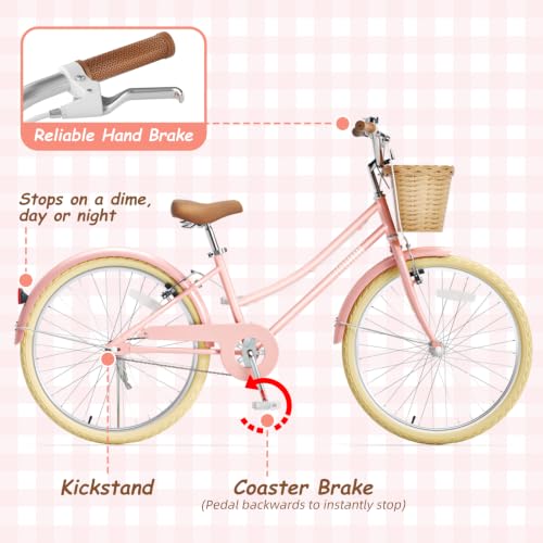 Image of Glaf 12 14 16 18 20 24 Inch Girls Bike for 2-15 Years Old Kids Bike Bicycle | with Training Wheels, Toddler Bike,Girls Cruiser Bicycle, with Adjustable Seat and Handlebar