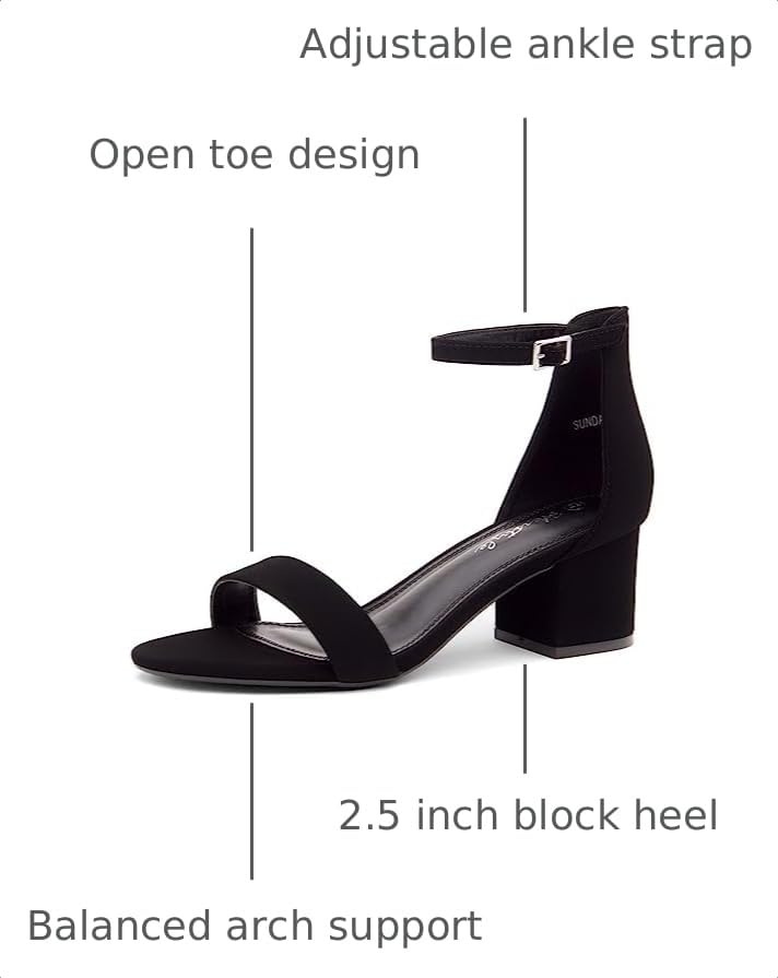 Image of Herstyle Low Block Heels for Women - 2.25 Inch Open Toe Chunky Heel Sandals with Dressy Ankle Strap for Wedding, Prom, Party & Office