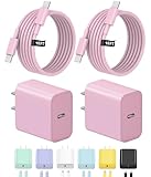 10FT iPhone 17 16 15 Charger Fast Charging USB C Charger Block Type C Chagrer Fast Charging 2-Pack for iPhone 17/17 Plus/17 Pro/17 Pro Max/iPhone 16/16 Plus/16 Pro/16 Pro Max/15/15 Pro Max/(Pink)