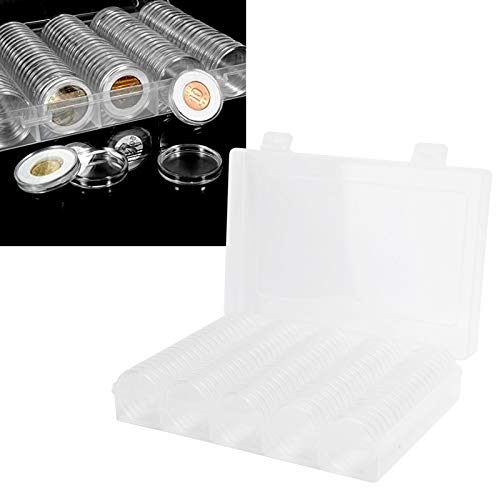 Preisvergleich Produktbild Münzen-Aufbewahrungsbox, transparentes Design, enthält maximal 100 Stück Münzen-Münzbehälter mit kleinen mondförmigen Rillen für das Büro zu Hause oder die Aufbewahrungsschublade