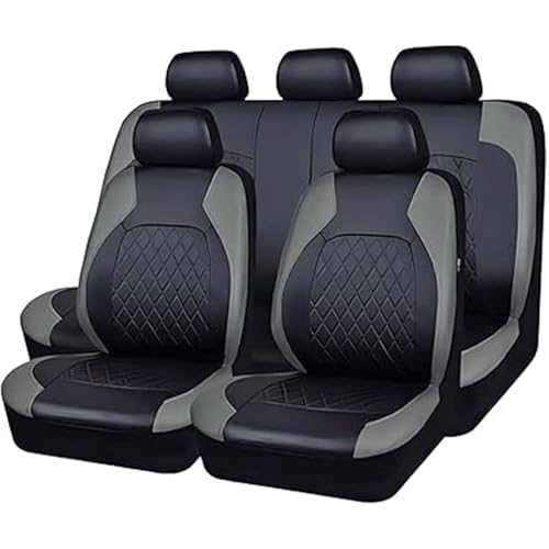 HZEXTKWD Voiture Housses De Siège Ensemble pour Fiat Panda 2003-2024/Fiat Panda 4x4 2004-2024，Housse Voiture Siege Avant Arrière Protecteur Siège Couvre Cuir Interieur Accessoires,B/Gray